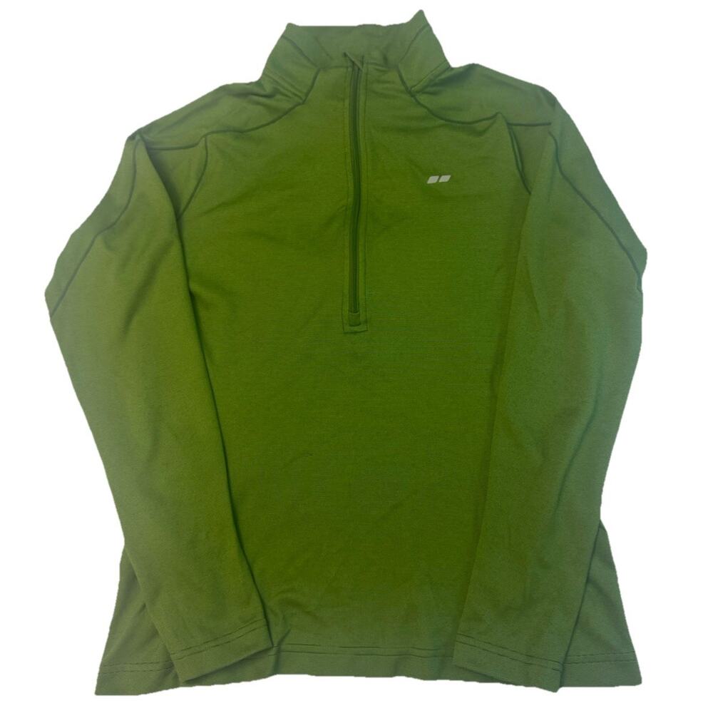 Koppen Women’s Quarter Zip Pullover Green Long Sleeve Activewear Top Medium